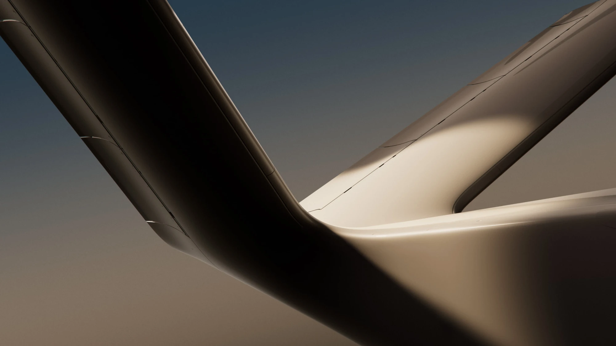 Aircraft wing at golden hour